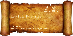 Lakics Mária névjegykártya