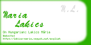 maria lakics business card