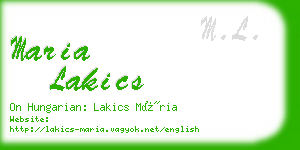 maria lakics business card